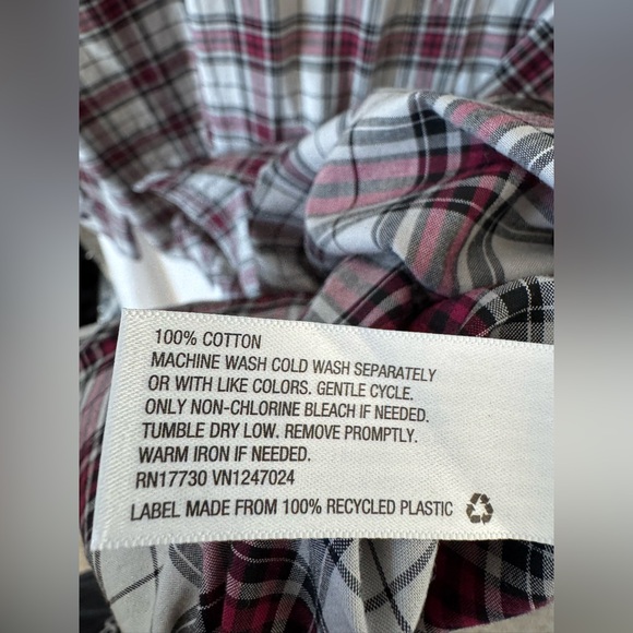 Goodfellow ButtonUp Mens Collared Shirt 3XB Tall Gray Burgundy Plaid Long Sleeve - Picture 8 of 10